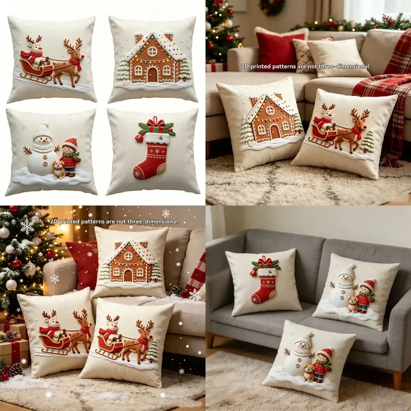 New Christmas printed pillow cover New Santa deer Santa pillow cover directly from the manufacturer