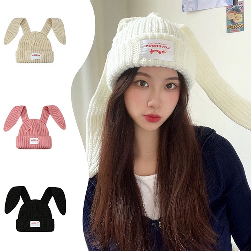 

Rabbit Ears Knitted Wool Hat Love Boy Hat Niche Design Personality Fashion Hat Men Women Cute Warm Autumn and Winter Tide Hat