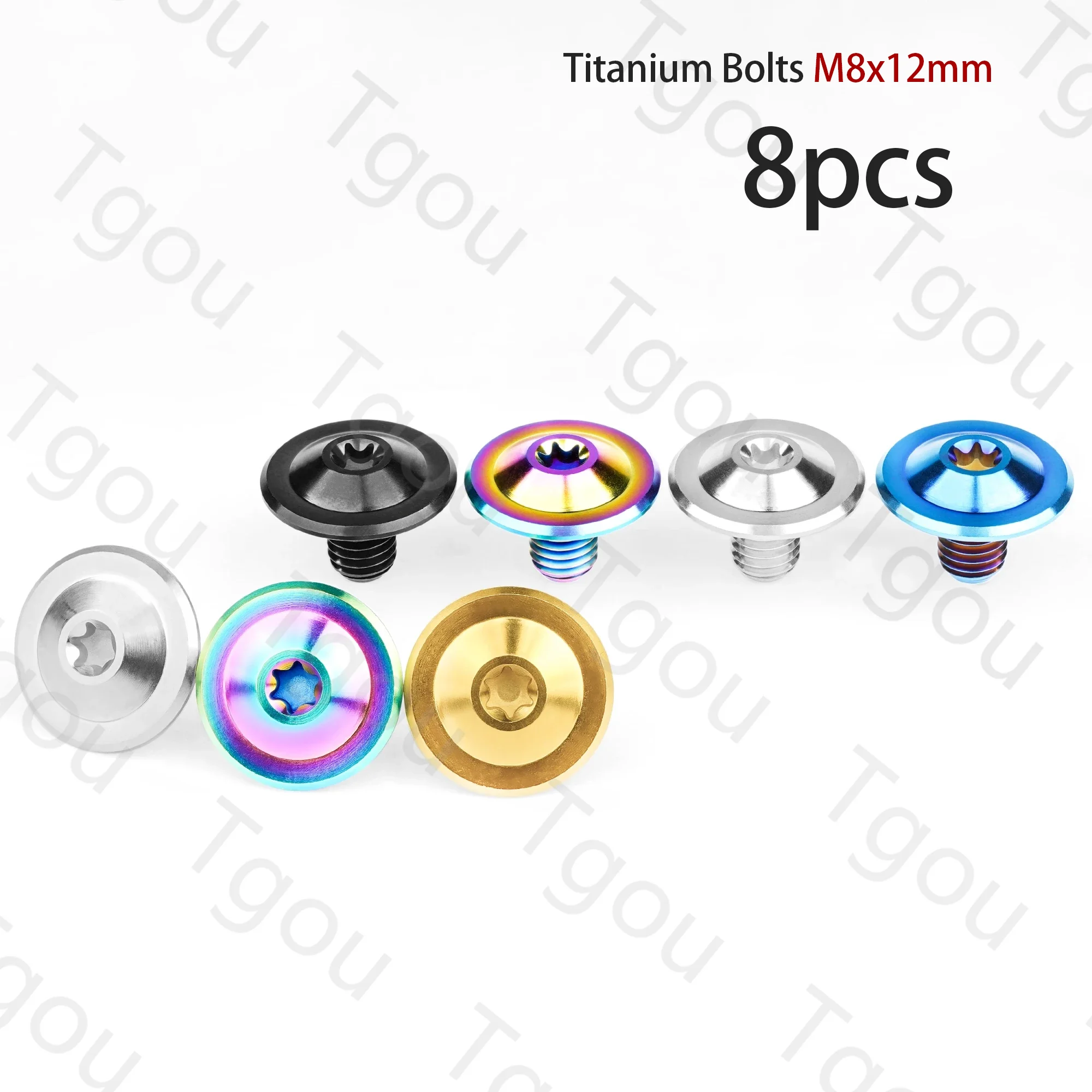 Tgou Titanium Bolts M8x12mm Torx T30 with Butterfly Head Flange and Plum Head for Motorcycles Titanium Screws 8pcs