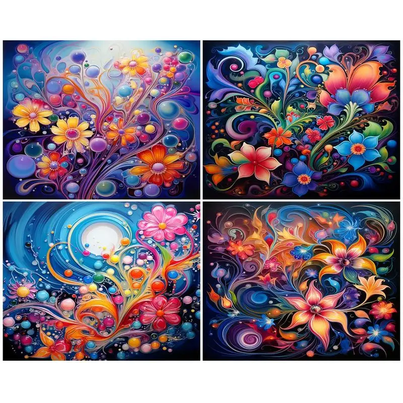 

CHENISTORY Oil Painting By Number Flower DIY Pictures By Numbers Kits Hand Painted Paintings Drawing On Canvas Home Decor