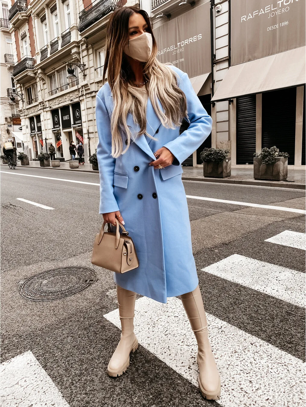 Damen Doppelreihiger Langer Trenchcoat mit Revers Elegante Herbst-Winter-Oberbekleidung – Detail 8