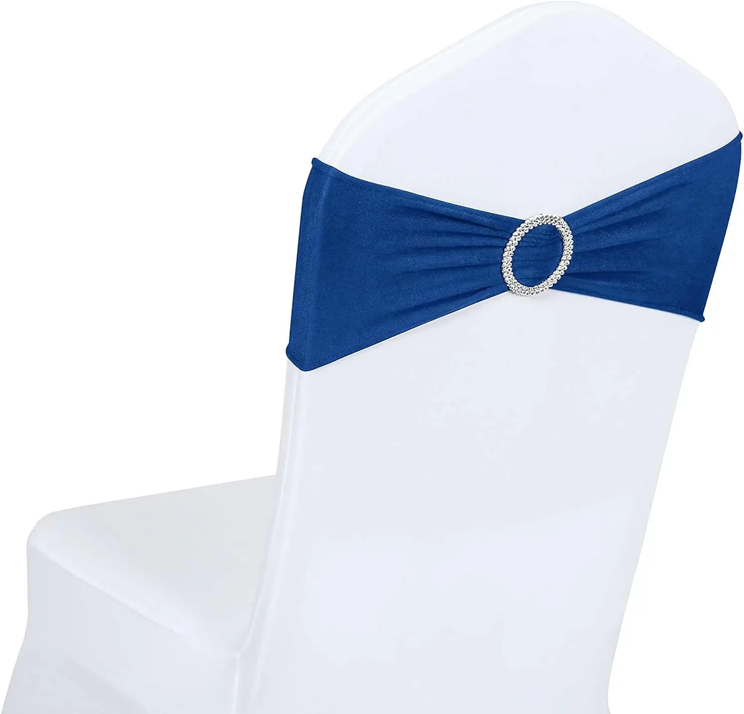 

Royal Blue Chair Sashes, Spandex Sashes Bows 25Pcs, Chair Cover Bands With Buckle Slider For Banquet, Party, Hotel Event