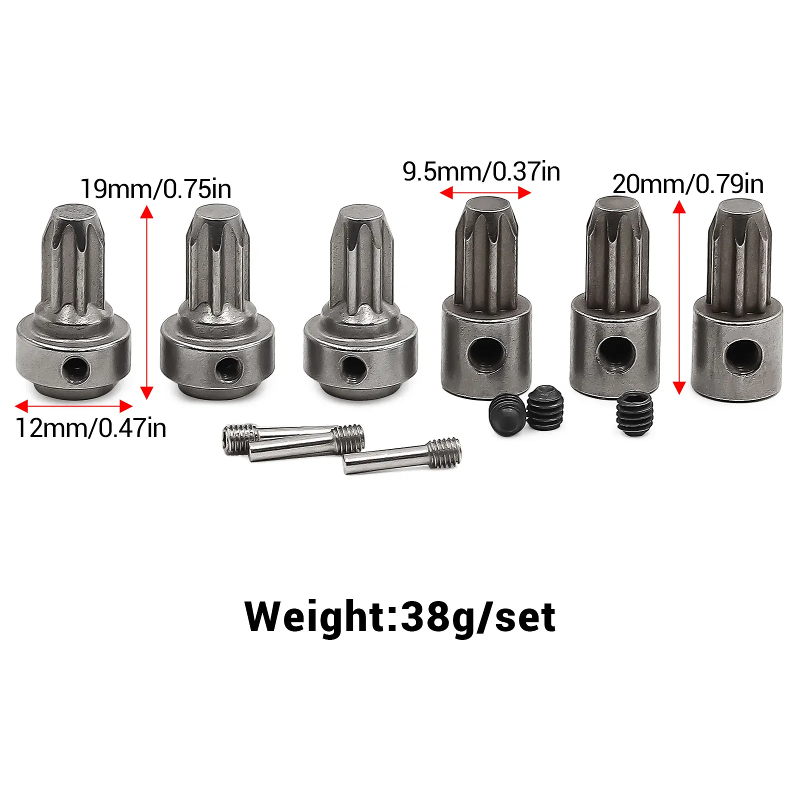 Steel Drive Hub Set - Front/Rear/Center Upgrade for Traxxas Slash 4X4 VXL/Rustler/Stampede/XO-1"
