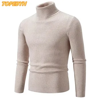 2025 Maglione da uomo a collo alto lavorato a maglia caldo abbigliamento casual da uomo maglione lavorato a maglia da uomo