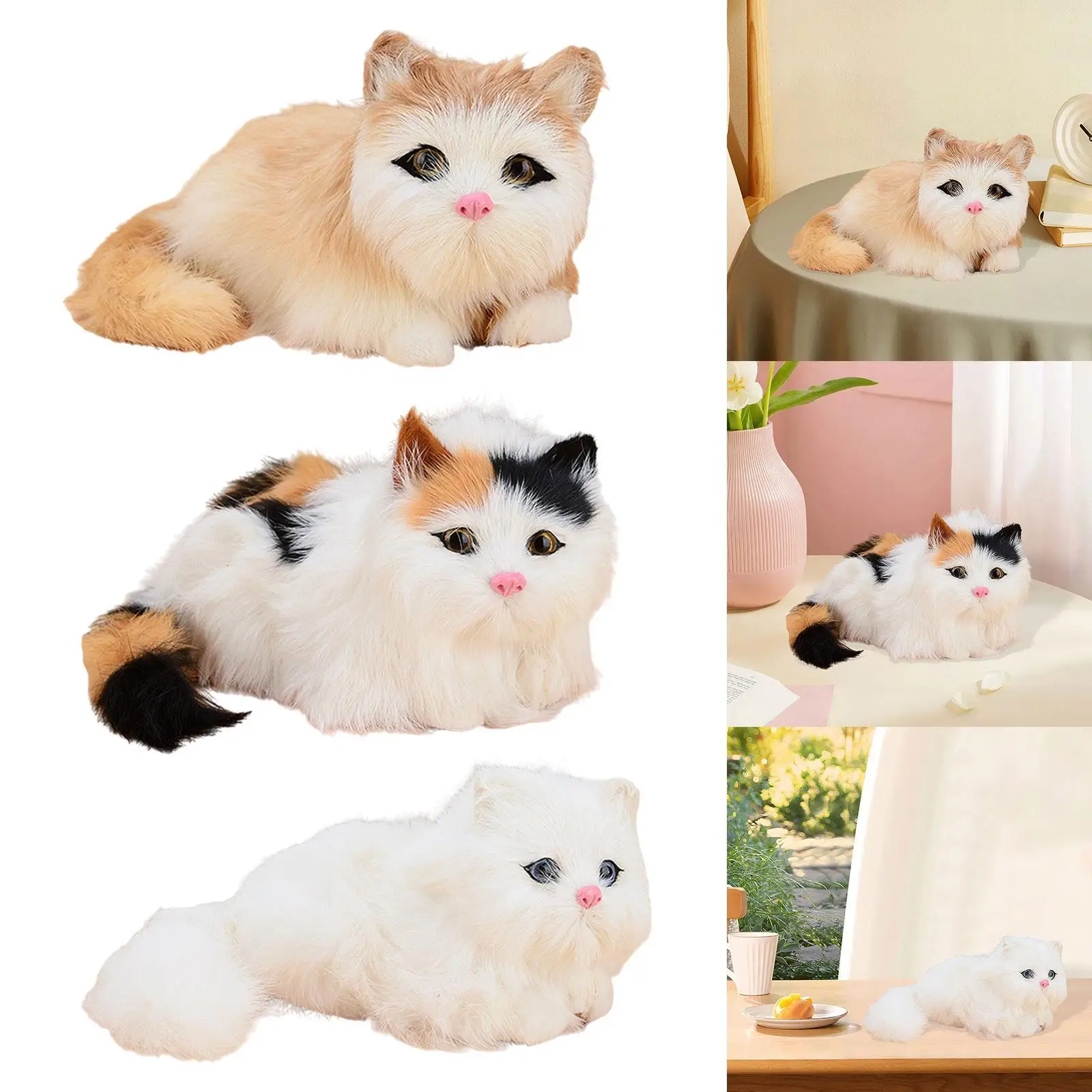 Collectible Cat Stuffed Animal, Realistic Plush Toy for Children