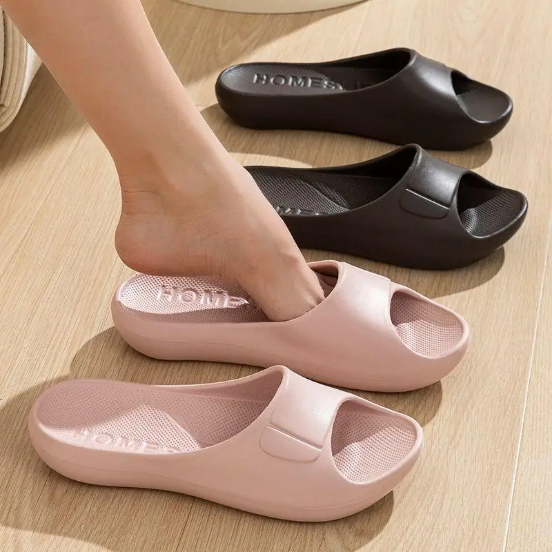 Weichsohlen-Pantoffeln mit Fußgewölbestütze aus EVA für Damen, Sommer, einfarbig, dicke Plattform, Hausschuhe für drinnen, leichte, rutschfeste Pantoffeln für Frauen. – Detail 2