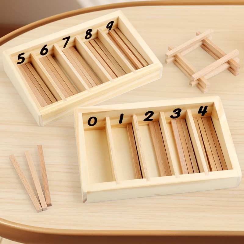 Wood Spindle Box Mathematics Teaching Math Toys, Materials for Preschool Birthday Gifts 3 Years Old Homeschool