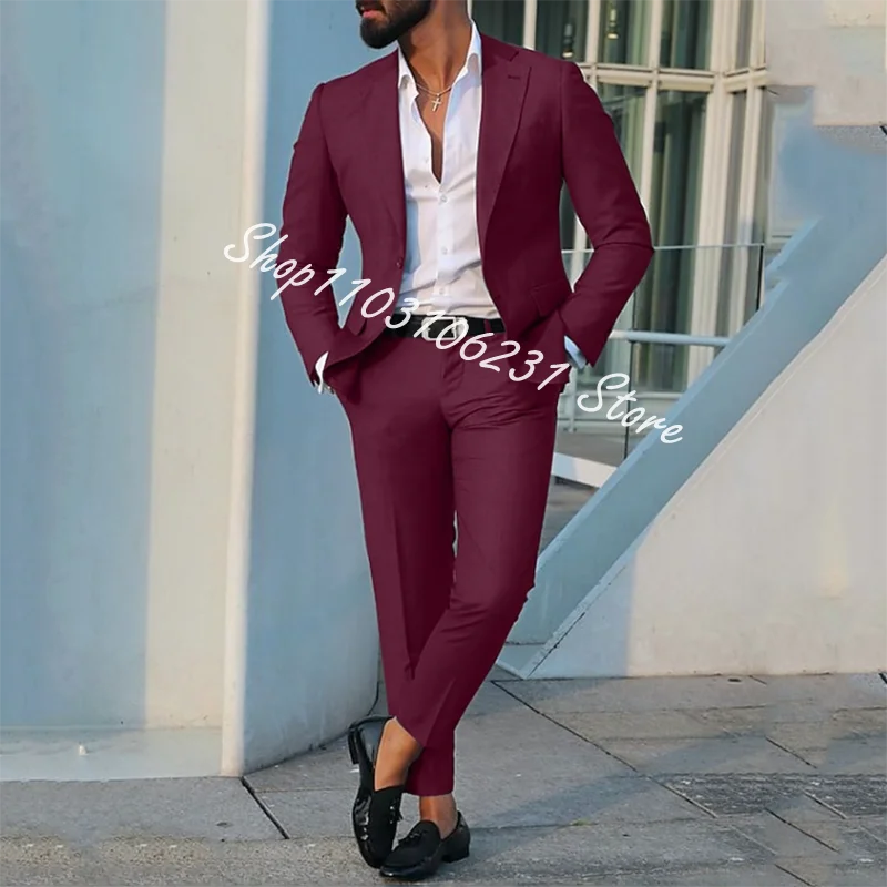 Costume Homme Black Wedding Business Men Suit Prom Terno Masculino Groom Bridegroom Slim Fit Male Suit Blazer 2 Pcs Jacket+Pants