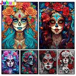 Mexican Catrina Sugar Skull Girl Diamond Painting for Adults,Day of The Dead Picture of Rhinestones Gothic Woman diy Wall Art