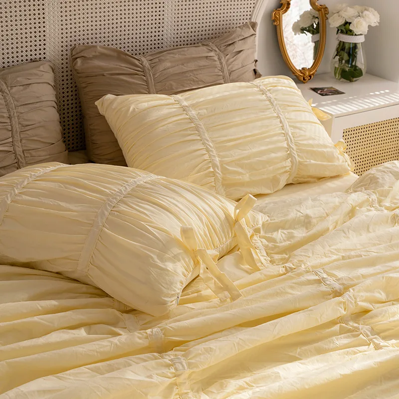 1 Stück Koreanischer Plissierter Kissenbezug aus Gewaschener Baumwolle Schlafzimmer-Kissenbezug Sofa-Kissenhülle Heim-Schlafzimmer-Dekoration – Detail 4