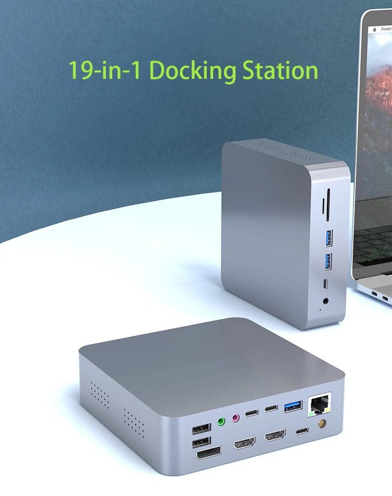 US standard 19-in-1 Type-C Docking Station with 4K HDMI/DP Video, PD Charging, and USB HUB, Compatible with M1 Processor