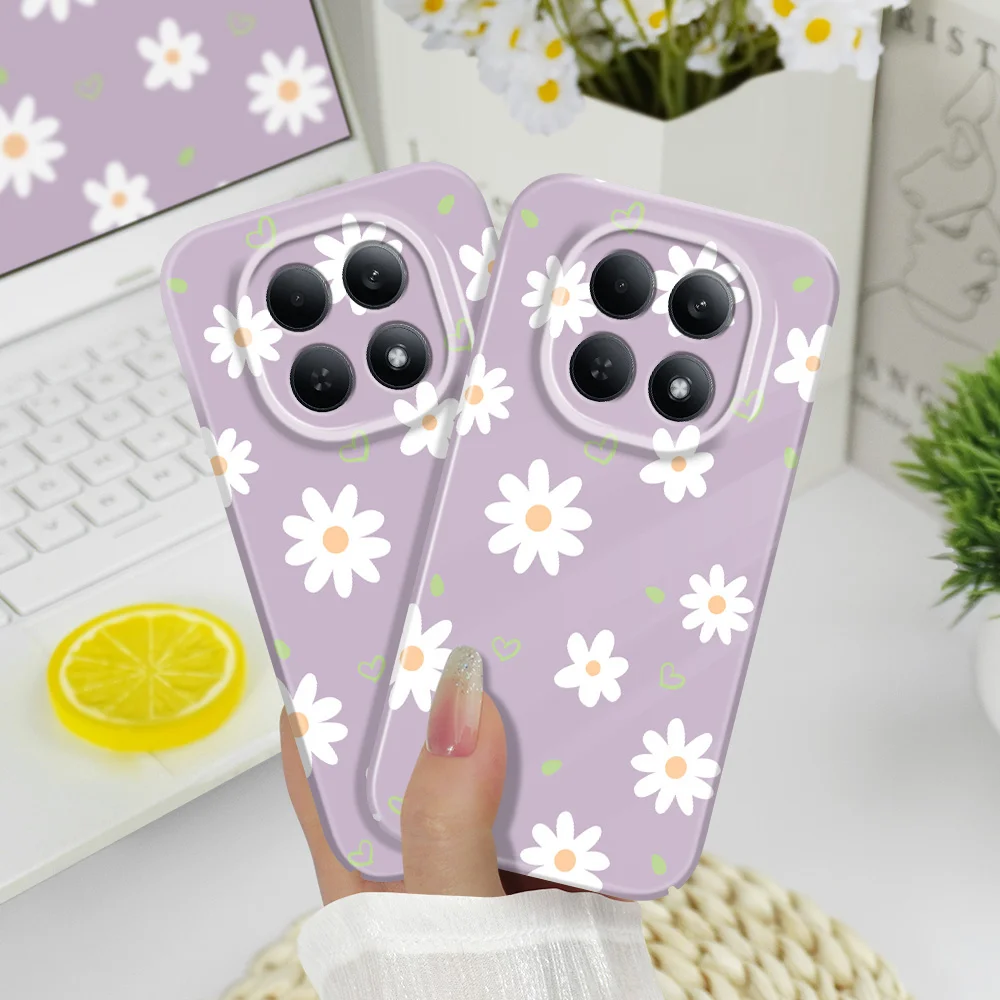 Capa de Celular Rígida com Película Protetora Tender Daisy para Xiaomi Redmi Note 15 14 13 12 11 Pro Plus 12S 11S 14C 13C 4G 5G