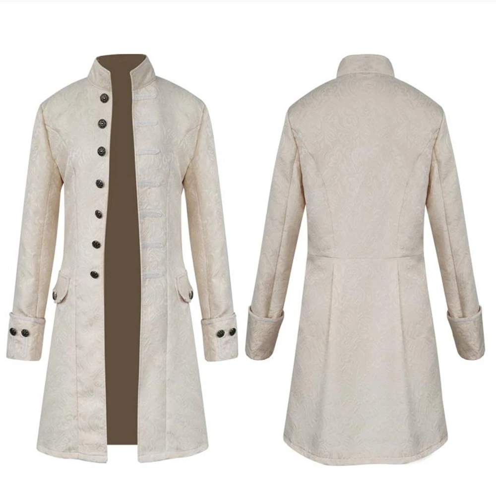 

Men Victoria Edwardian Steampunk Trench Coat Frock Outwear Vintage Prince Overcoat Medieval Renaissance Jacket Cosplay Costume