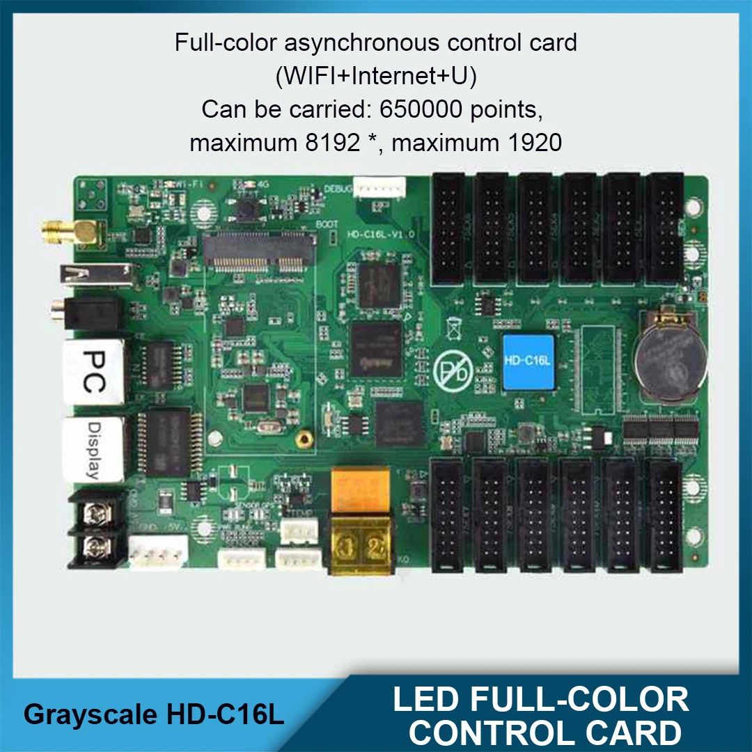 HD-C16L Full Color LED Display Screen Video Control Card Supports Wifi Mobile Phone App Remote Control Support WiFi