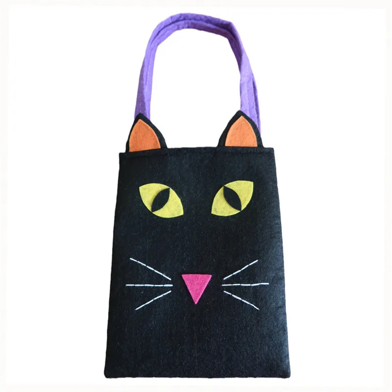 Halloween Tote Bag Witch Black Cat Candy Bag Trick Or Treat Festival Decor For Kids Gift Bag Party Sweets Gift Basket