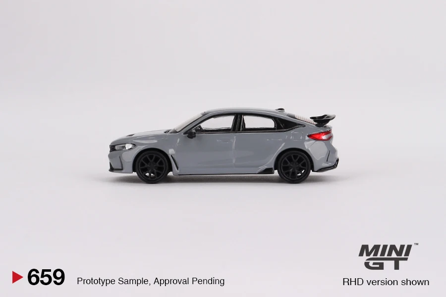 MINIGT 64 Honda Civic Type R Sonic Gray Pearl 2023 MGT00659-CH Alloy Die Cast Sports Car Model Collection