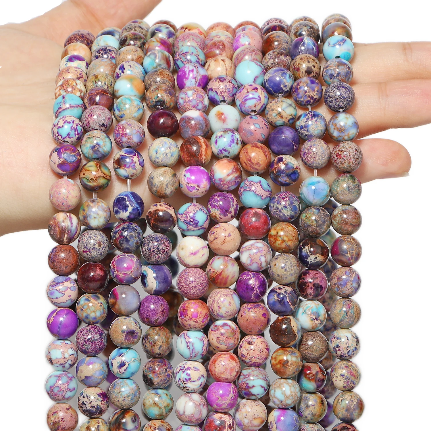 Naturstein Runde Flamme Stein Perlen Yooperlite Feuer Sodalith Lose Spacer Perlen für Schmuck Machen DIY Armbänder Halskette 15''