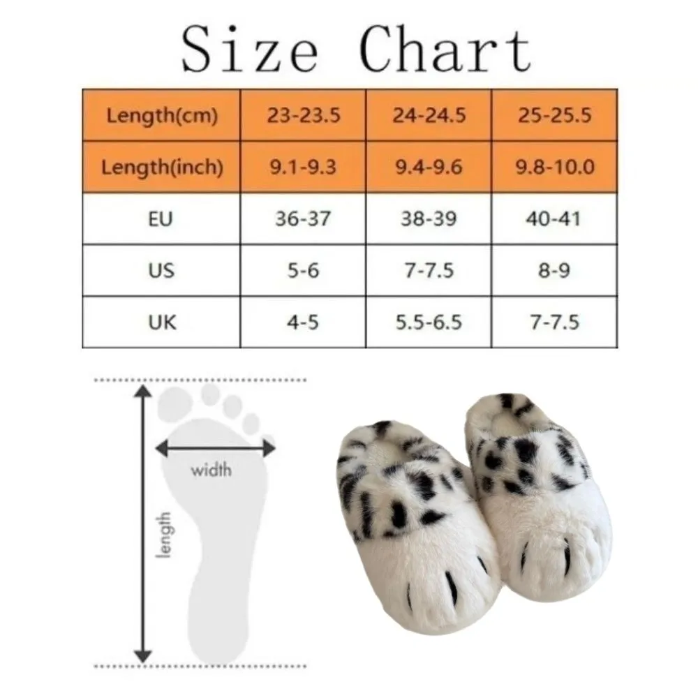Cozy Kitty Leopard Print Cat Paw Slippers Soft Cute Plush Cat Claw Slippers Creative Animal Winter Fluffy Slides Bedroom view 6