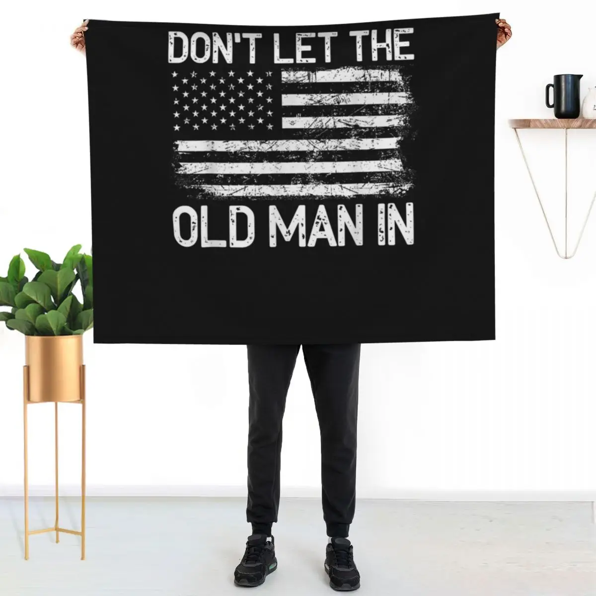 

Retro Old Man In Vintage American Flag Usa Throw Blanket Outdoor Soft Blanket for Picnic Beach Camping