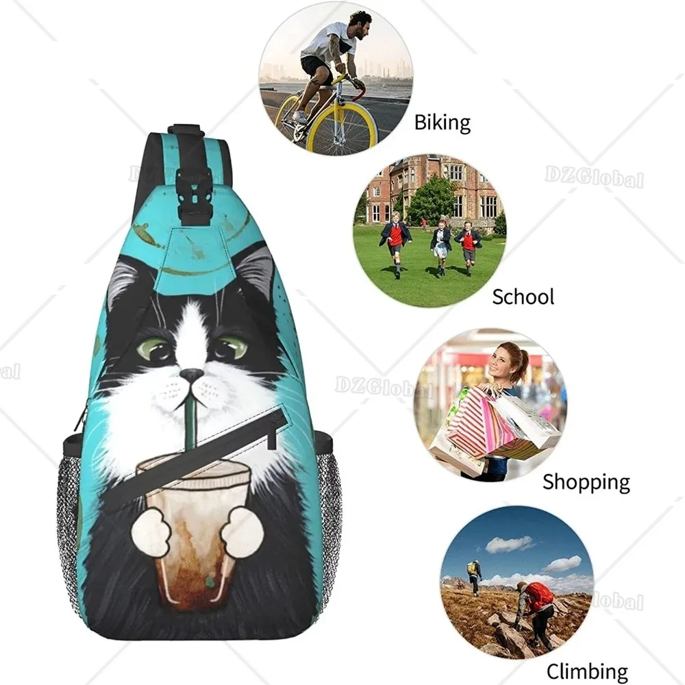 Cat Sling Backpack Unisex Chest Bags Crossbody Travel Hiking Daypack for Women Men Shoulder Bag