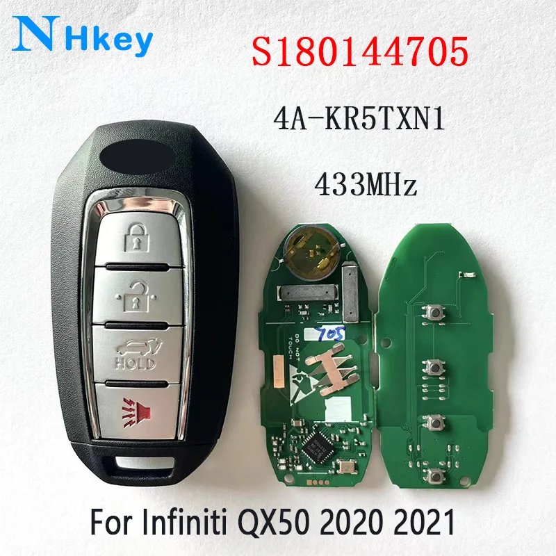 

NHkey 433.92MHz 4A Chip FCC ID: KR5TXN1 S180144705 Smart Remote Key Fob for Infiniti QX50 2020 2021