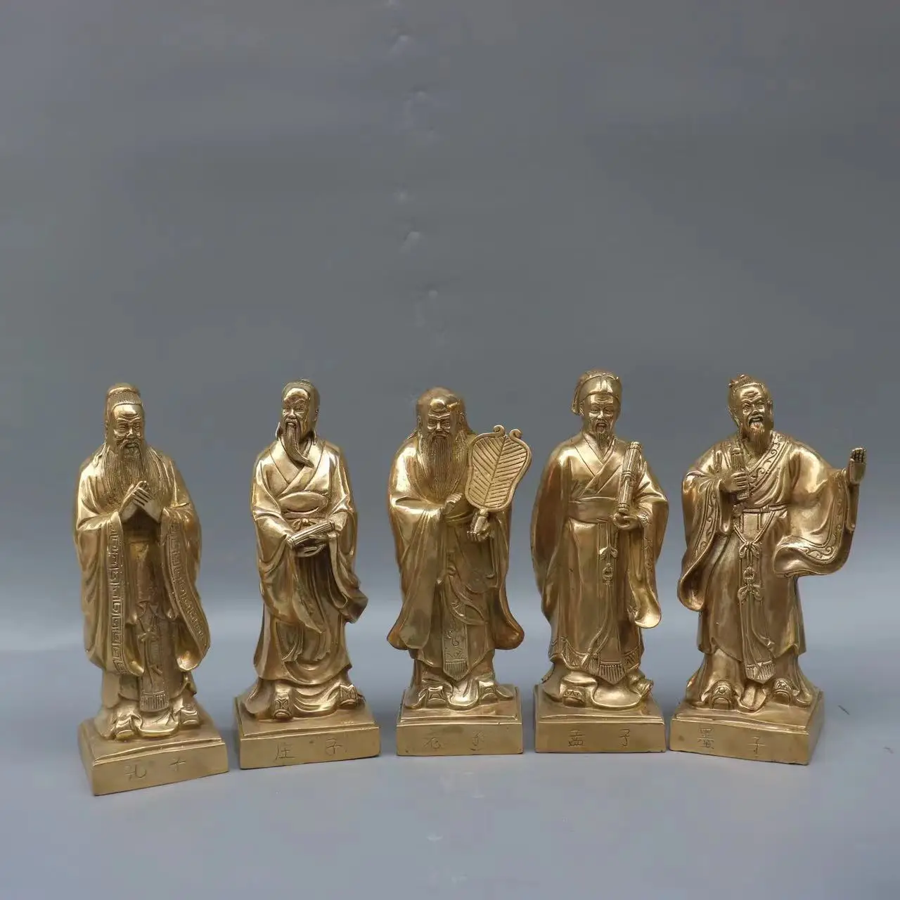 

Rare old copper five great scholars of antiquity statue,Kong zi&Lao zi&Meng zi&Mo zi&Meng zi&Zhuang ,Decoration,Free shipping