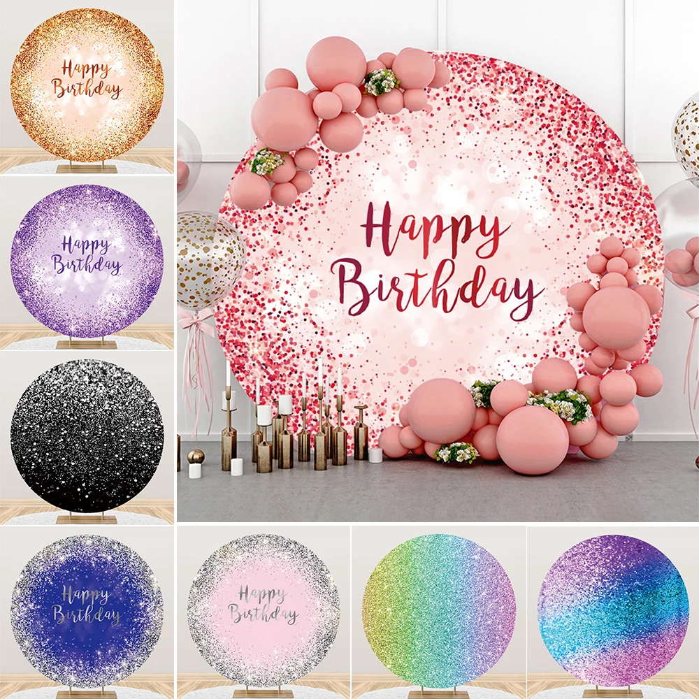 Fondo personalizado de lunares brillantes para fiesta de cumpleaños, fotografía con nombre, póster redondo personalizado, telón de fondo para Baby Shower