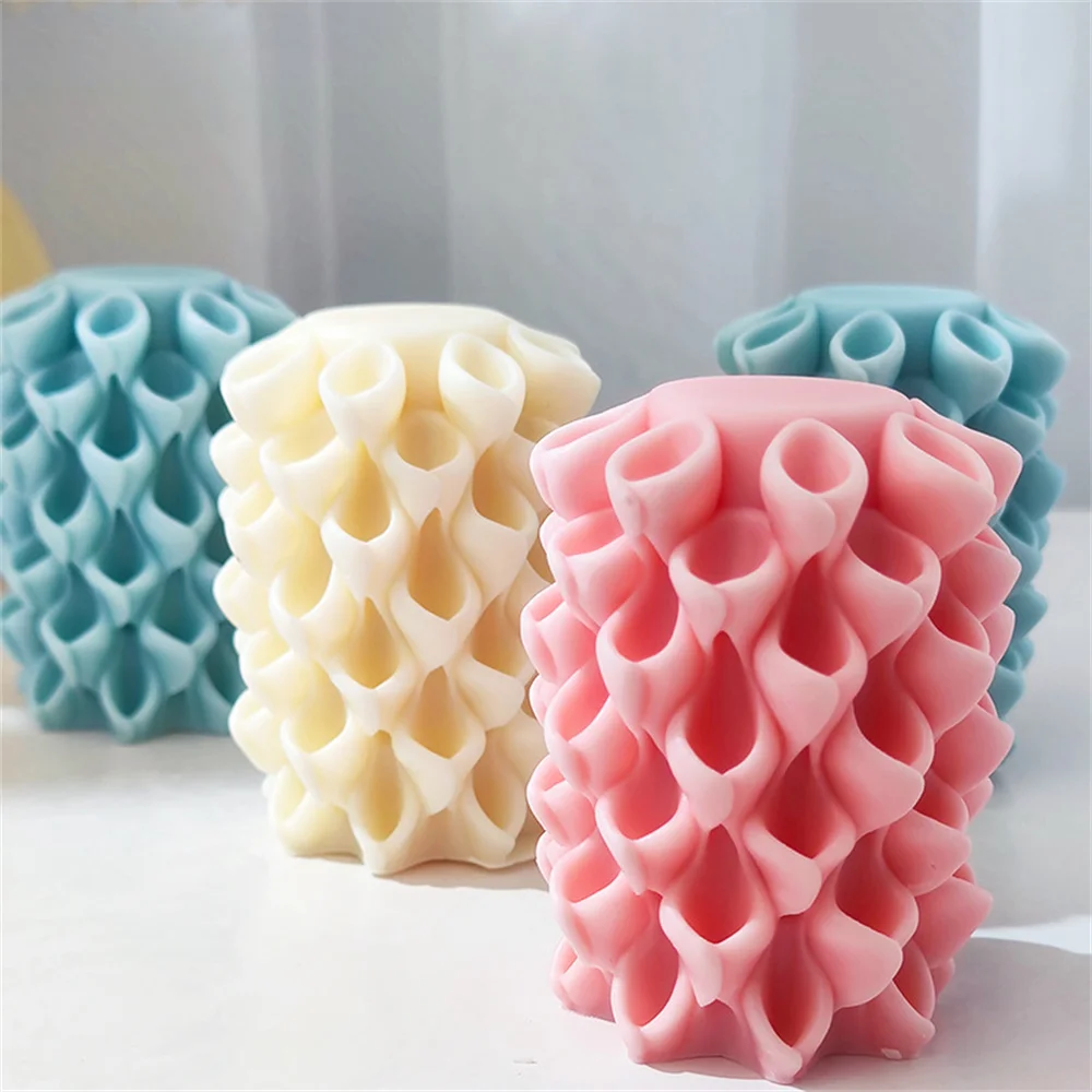 

Geometric Flower Silicon Candle Mould for Wedding Party Dinner Candle Making DIY Handmade Scented Candles Plaster Art Wax Mold