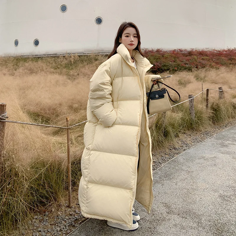 winter medium and long loose large quilt thickened cotton-padded clothes casual over the knee long cotton-padded jacket