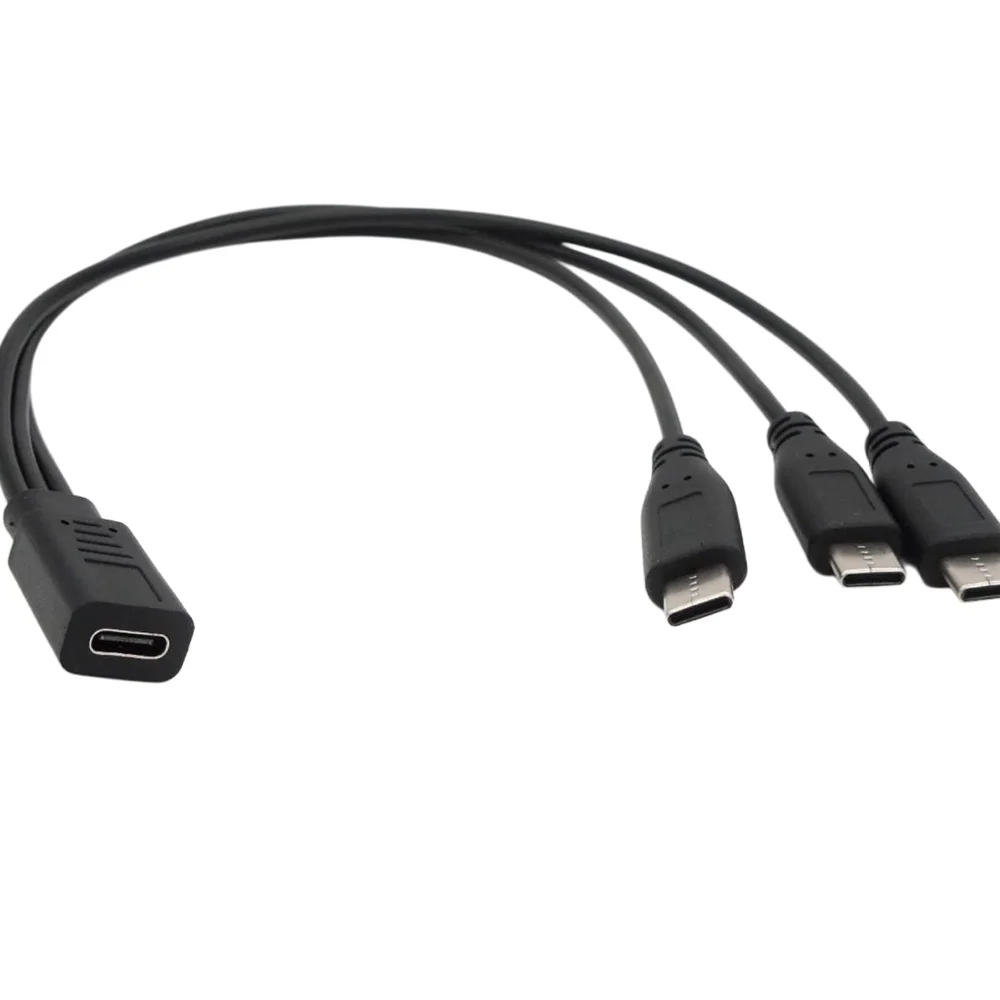 

USB C Power Cable 1 Female Plug to 3 Male Plug Type C Convert Wire Type C Cord Splitter for Phone Tablet Camera Toy Small Househ