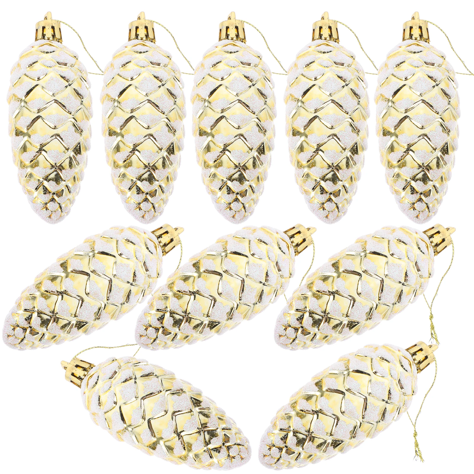 

10Pcs Christmas Ornaments Pine Cones Pendant Charms Hanging Decoration Xmas Tree Pendant Party Decor Pine Cones for Crafts