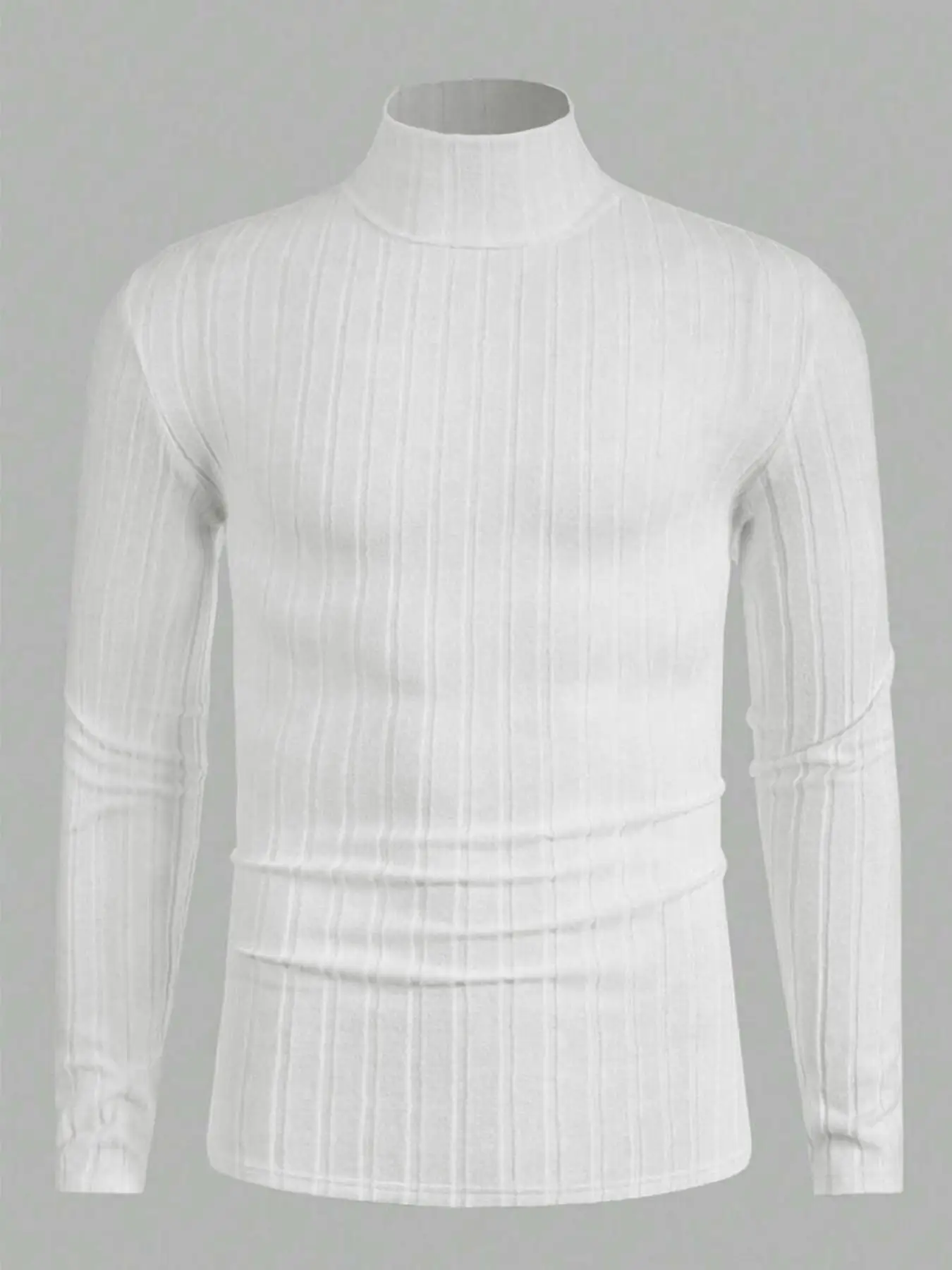 Herren Rollkragenpullover mit Langen Ärmeln, Vertikal Gestreift, Schlanke Passform, Gerippter Strickpullover, Lässiger Stretch-Unterzieher – Detail 25
