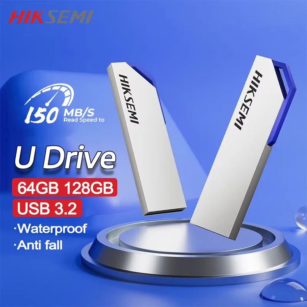 

USB-флеш-накопитель HIKSEMI 128 ГБ, 64 ГБ, 32 ГБ, USB 3.2, металлический, пыле- и водонепроницаемый, высокоскоростной U-накопитель