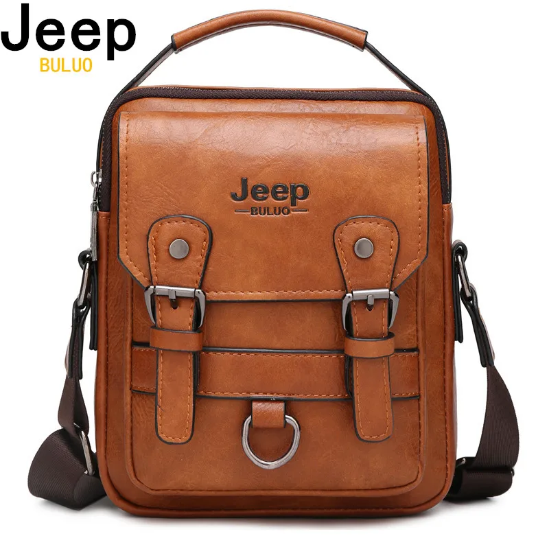 JEEP BULUO Multi-function Business Handbags Men New Man\'s Shoulder Bag Large Capacity Leather Messenger Bag Crossbody Big Brand