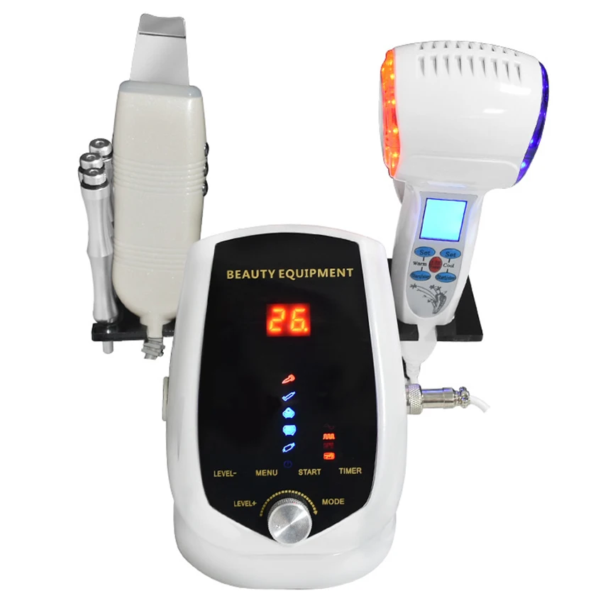 Máquina de microdermoabrasión de diamante con ultrasonido portátil 5 en 1, depurador facial ultrasónico, herramientas para el cuidado de la piel, martillo frío y caliente