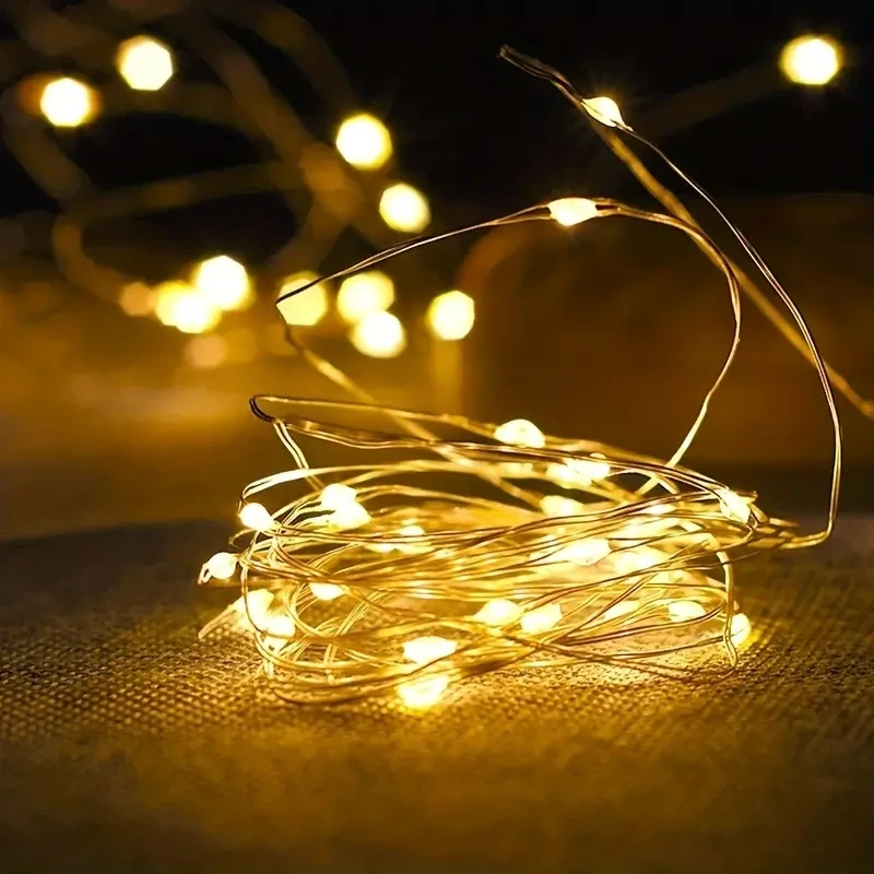1PC Led String Light Copper Wire Button Battery Waterproof Small Color Lamp String Gift Box Atmosphere Decoration Lights