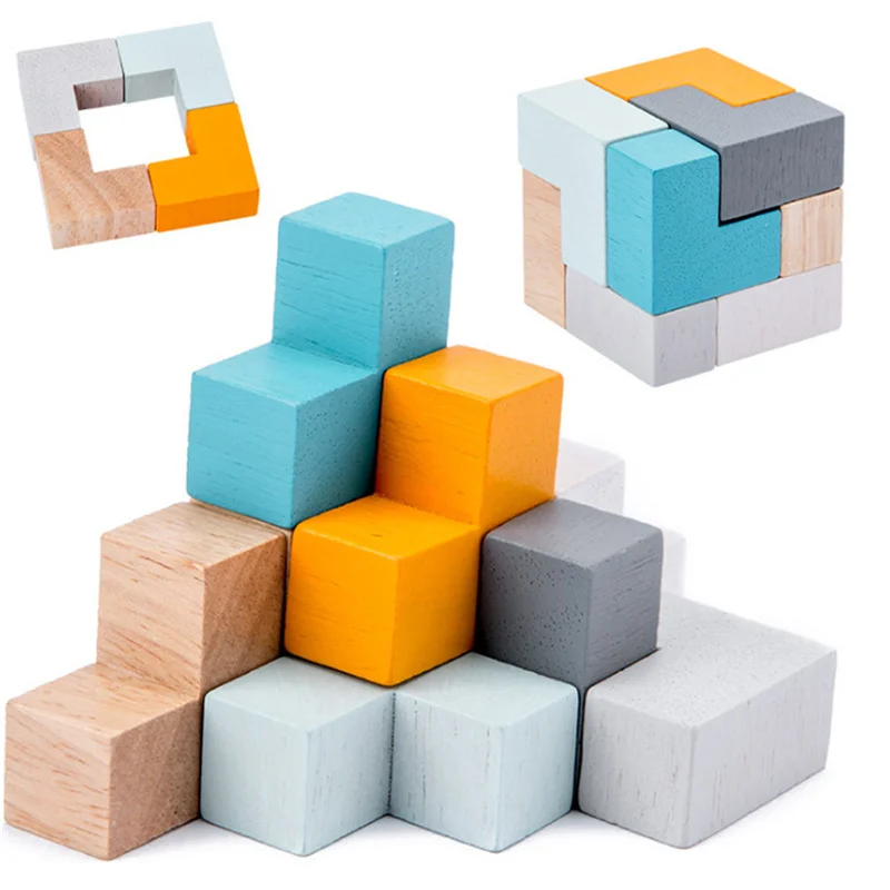 Puzzle 3D Montessori en Bois pour Bébé, Jouets de Développement, Cube, Boîte en Fer, Éducation Présв, Activité, Jeux