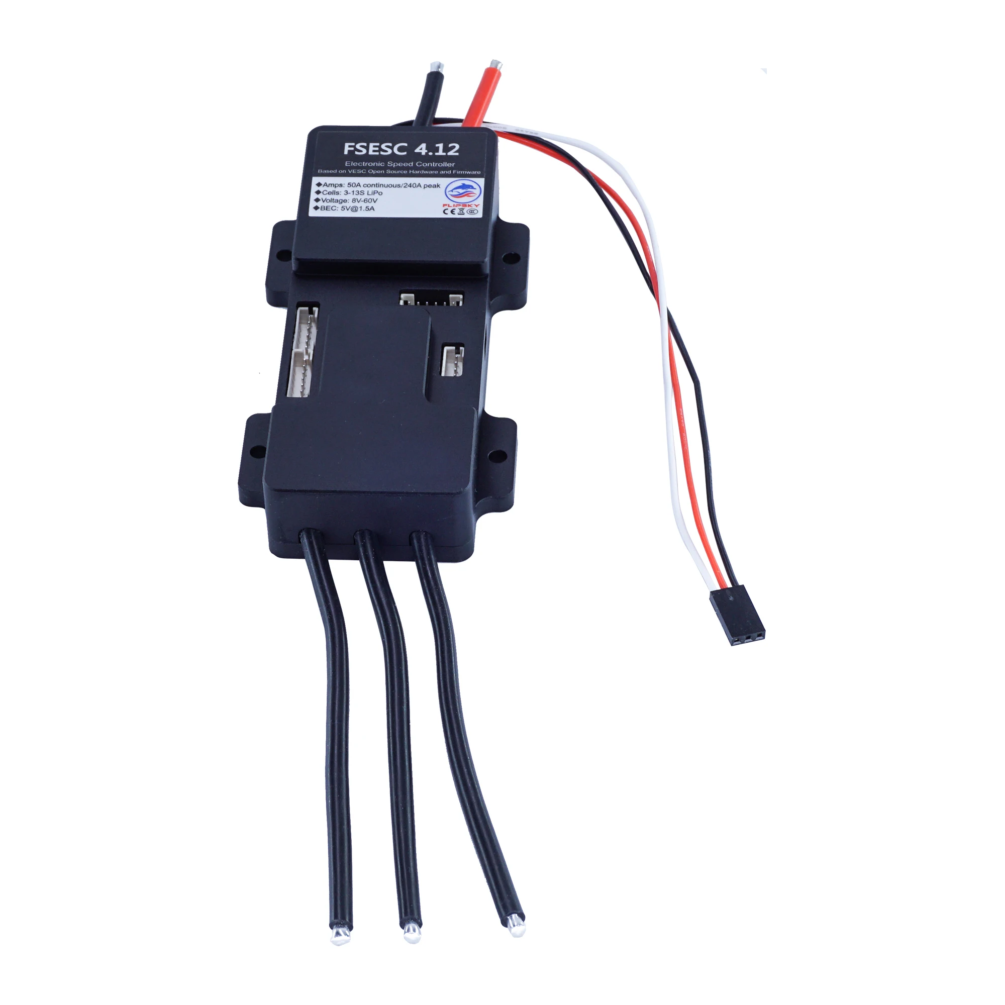 Flipsky FSESC 4.12 ESC Aluminum Case RC Car Robot Speed Controller 5V/1.5A BEC 3-12S Lipos CE/ROHS Certified 50A Continuous