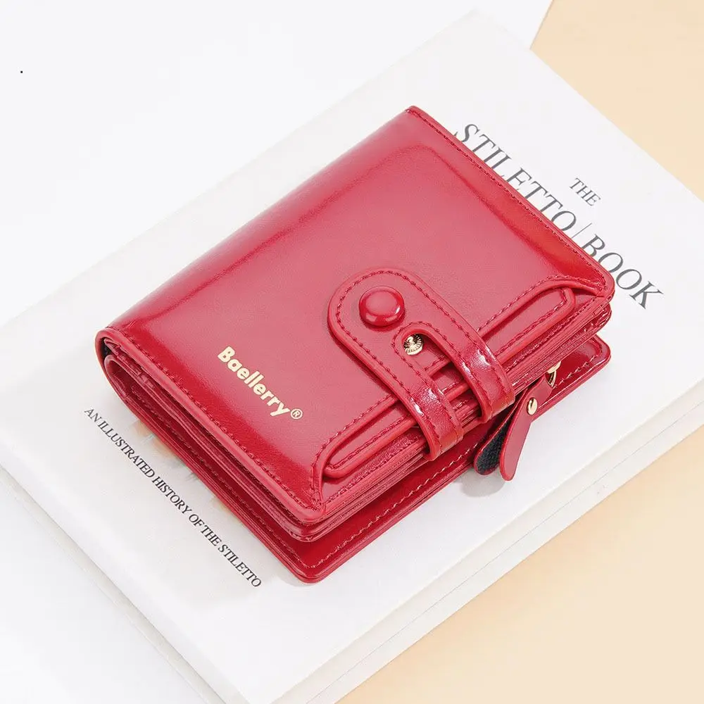 우아한 특허 가죽 짧은 지갑 휴대용 다기능 여성 클러치 백 동전 지갑 한국어 스타일 변경 가방 야외