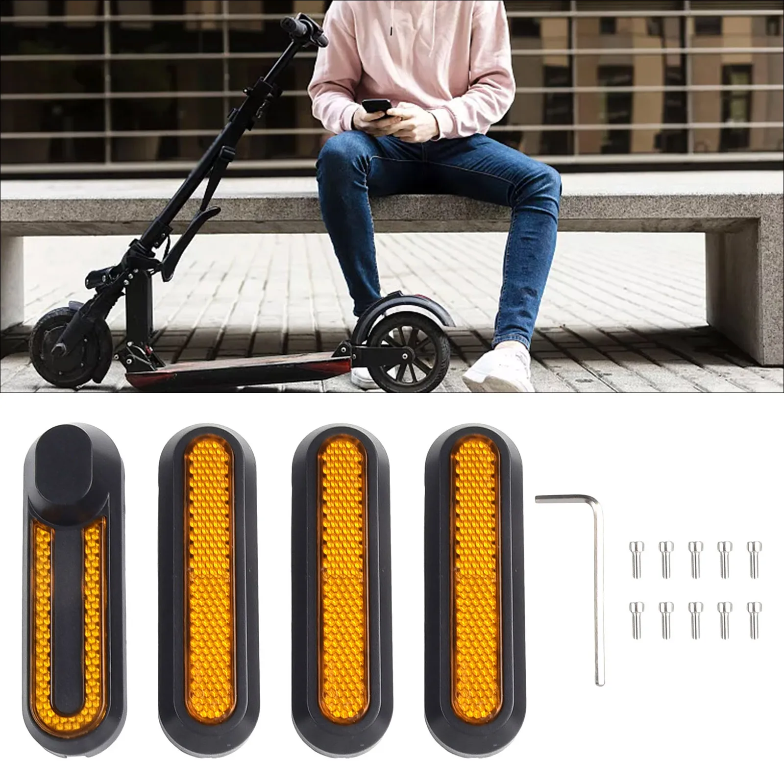 

For Xiaomi M365Pro1S Electric Scooter Side Wheel Cover Reflective Shell Easy Installation Stable Characteristics