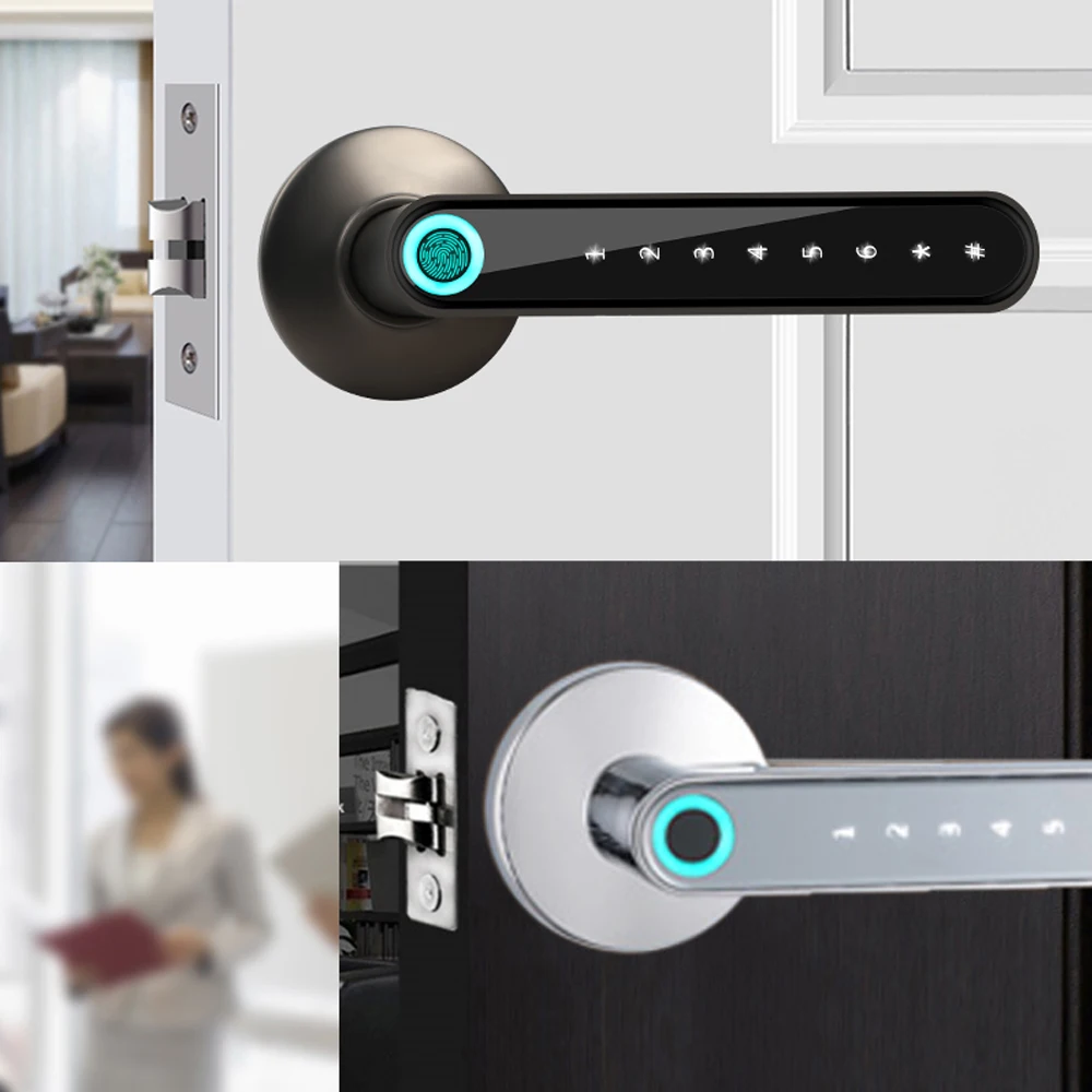 WAFU 016 Smart Lock Fingerprint Handle Tuya Door Lock Bluetooth Password Smart Life APP Unlock Keyless