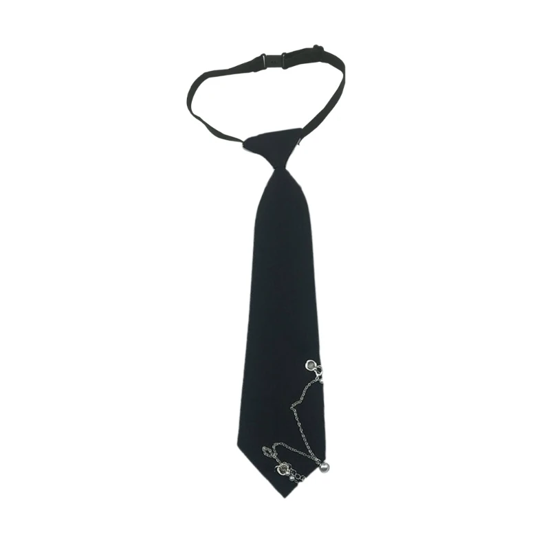 Women Men Pre-Tied Black Ties with Adjustable Strap Gothic Punk