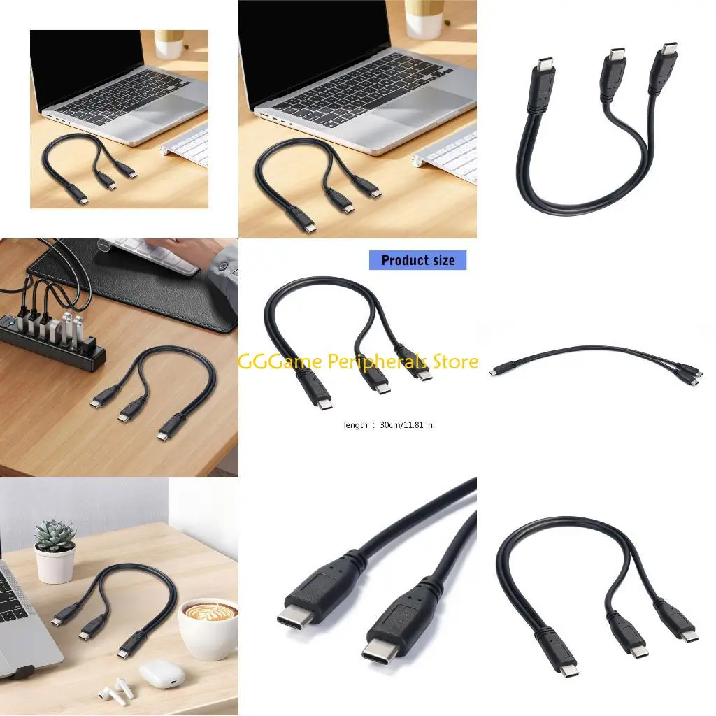 

U55B 30cm USB C to 2 Type C Male Splitter Fast Charging Cable for Mobile and Tablets