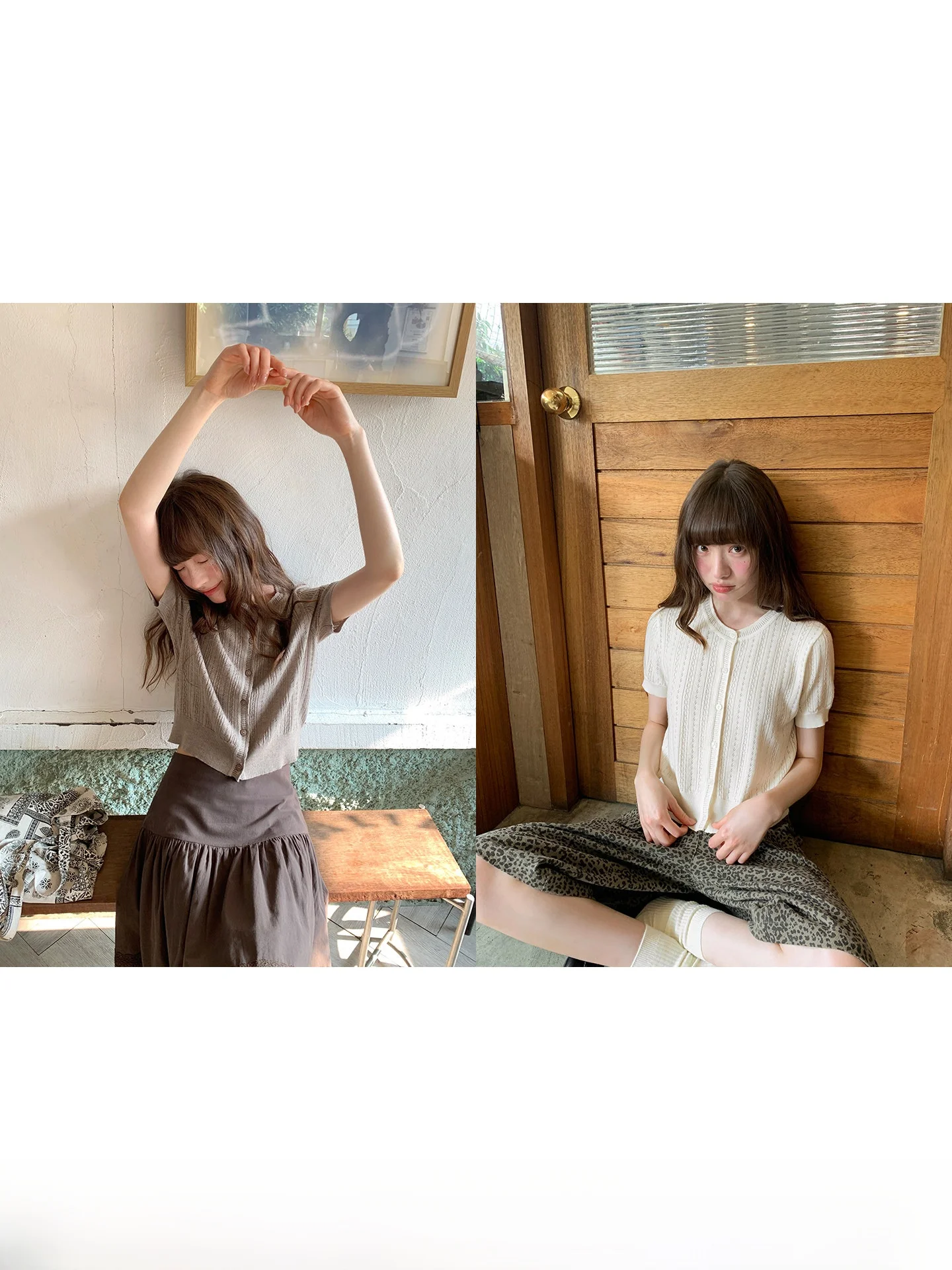 

Женский повседневный кардиган Oat Latte с коротким рукавом, круглым вырезом, ажурной вязкой, стандартного кроя, из смесовой ткани (полиэстер, акрил, шерсть)