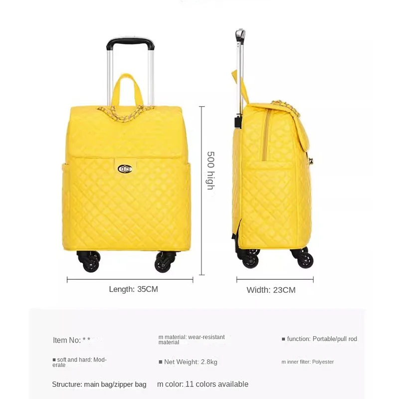 20 inch Fashion Trolley Bags Lightweight Argyle Travel bag PU Pull Rod Luggage Bag Zipper Boarding Suitcase Spinner Wheels