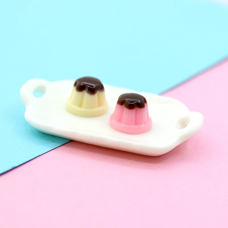 10pcs Resin Pudding Kawaii Fake Food Miniature Craft Material Scrapbooking Figurine Cabochon Accessories Flatback Embellishments