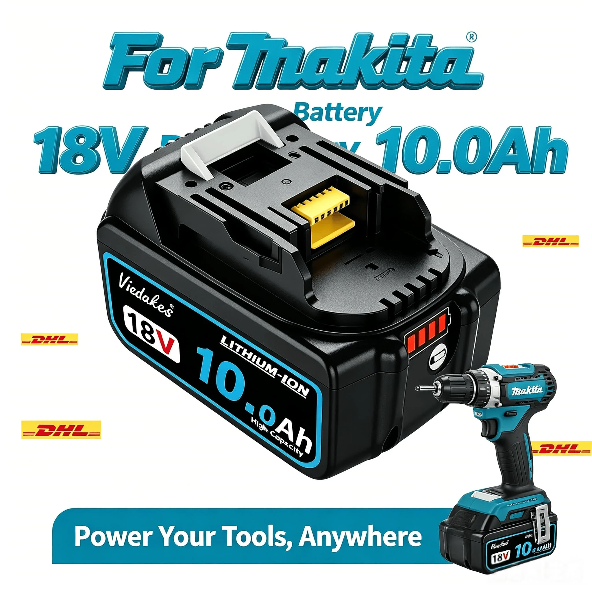 

For Makita 18V Economic Replacement Pack 8Ah 10Ah 12Ah Excellent Compatibility for all 18V for Makita cordless devices