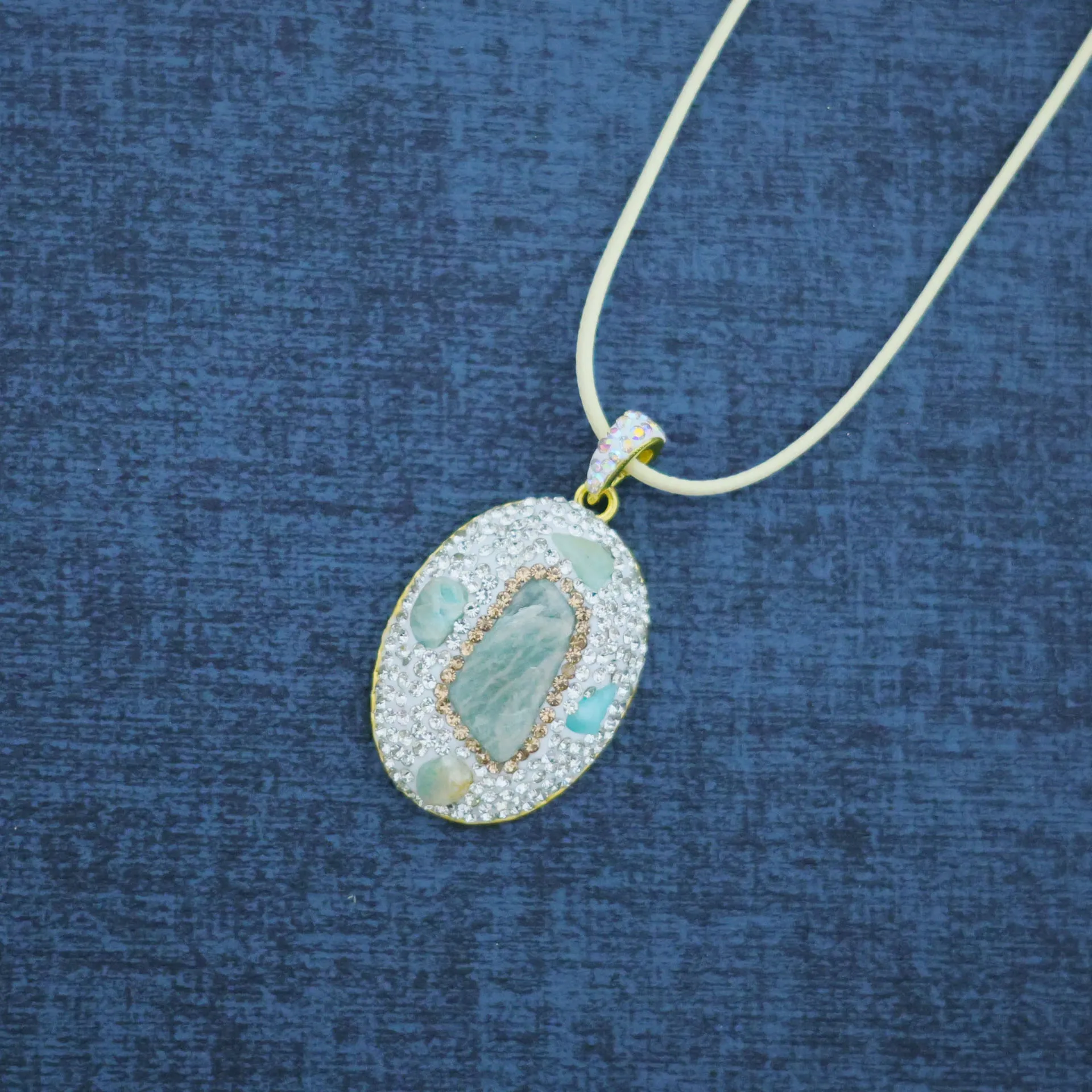 DIY accessories New natural Tianhe stone jewelry pottery clay inlay three-piece personalized jewelry original design