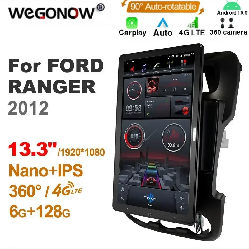 

1920*1080 Nano Ownice Android 10.0 для FORD RANGER 2012 Автомобильный радиоприемник Видео Аудиоблок 13,3 дюйма IPS Поворотный 360 6G 128G Tesla Style