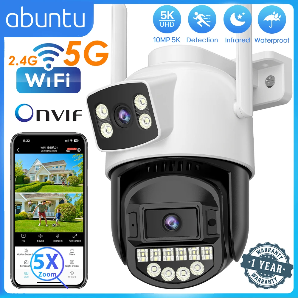 Imagem -01 - Câmera de Vigilância Wifi Ptz ao ar Livre Lente Dupla Telas Duplas Zoom Digital 5x 8mp 4k Segurança ip Cam 5k 2.4g 5g camera de vigilancia wifi ptz ao ar livre lente dupla telas duplas zoom digital 5x 8mp 4k seguranca ip cam 5k 24g 5g 01
